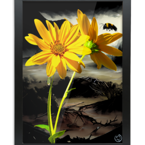 Framed A2 Fine Art Print - Portrait/Black There are Bees